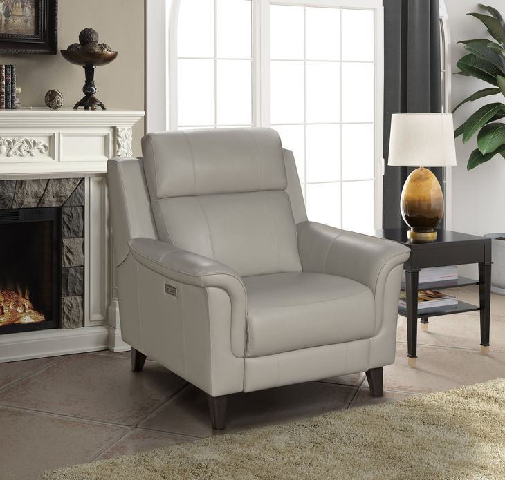 Kester Laurel Cream Leather Power Recliner with Power Headrest and USB Charging