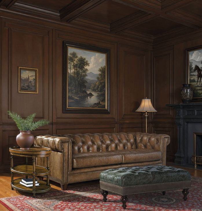 Chester Tianran Nature Leather Tufted Stationary Sofa