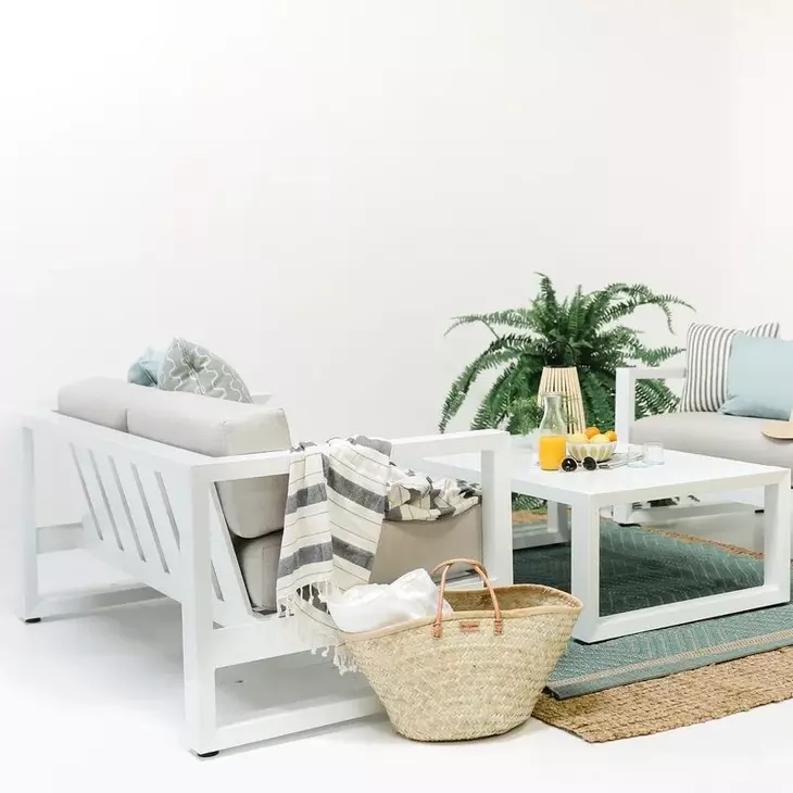 Newport Canvas Natural 65" Outdoor Loveseat