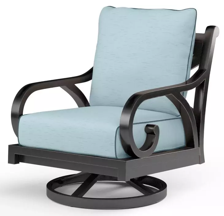 Monterey Canvas Skyline Upholstered Outdoor Swivel Rocker Club Chair with Self Welt