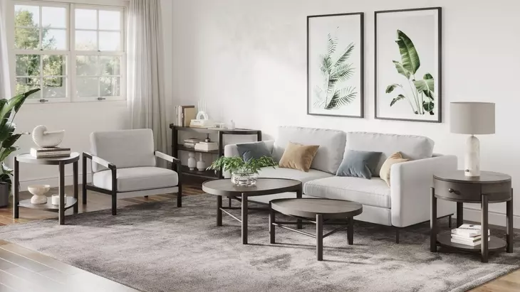 Hadleigh Black Coffee Bean Demilune Sofa Table