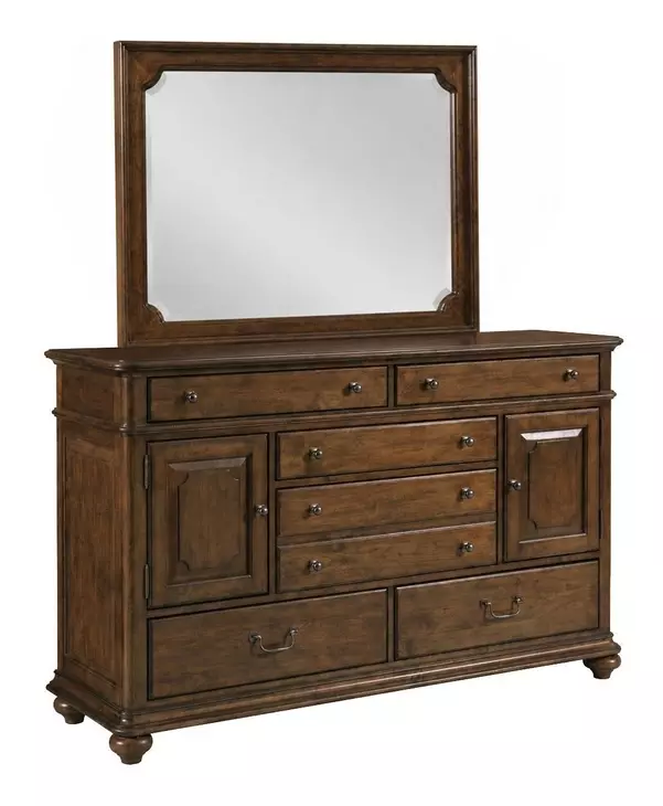 Commonwealth Rich Hazelnut 6 Drawer Witham Dresser with Rectangular Mirror
