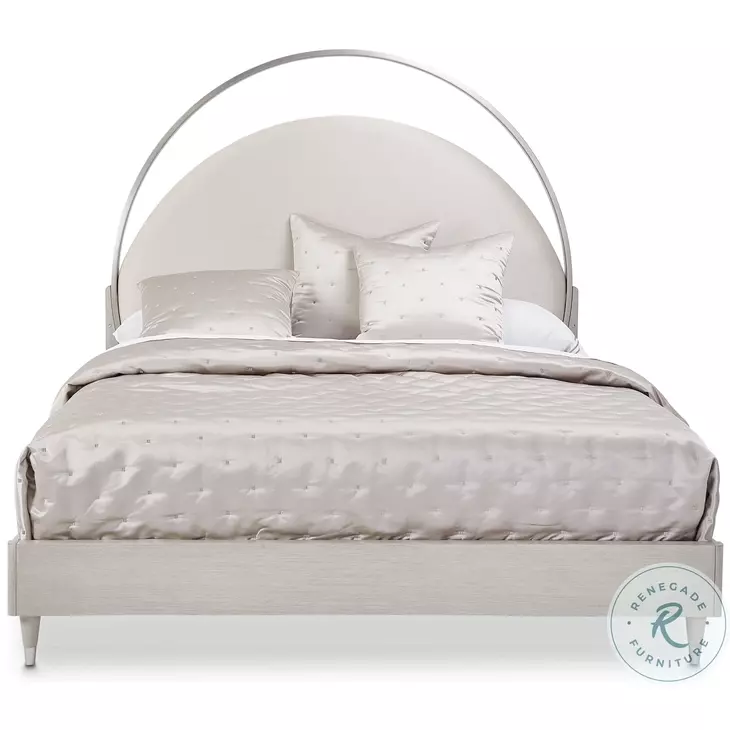 Eclipse Moonlight And Ivory Queen Upholstered Panel Bed with LED Lights