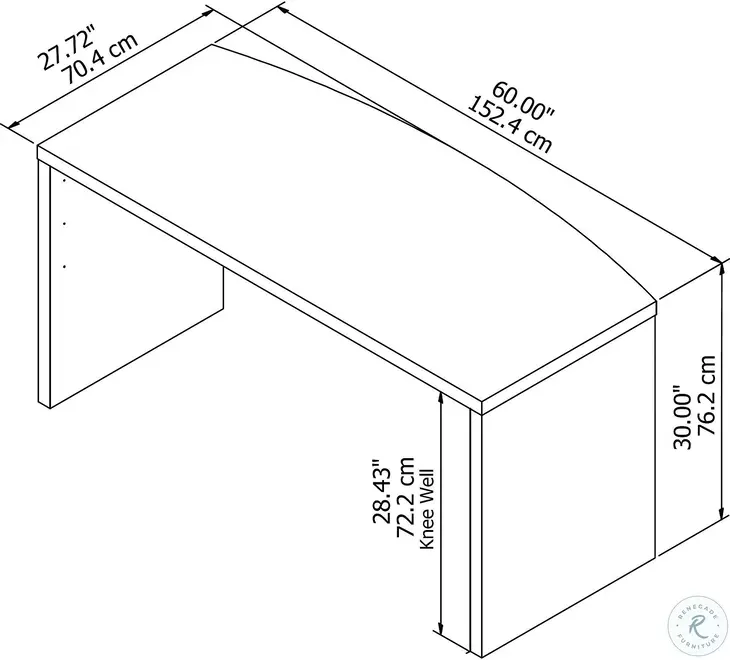 Echo Pure White 60" Bow Front Desk