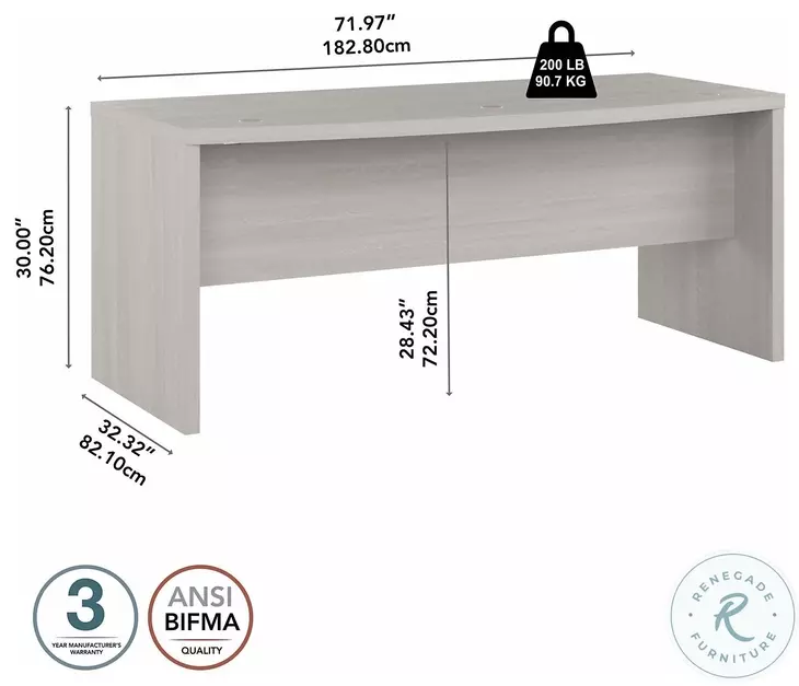 Echo Gray Sand 72" Bow Front Desk