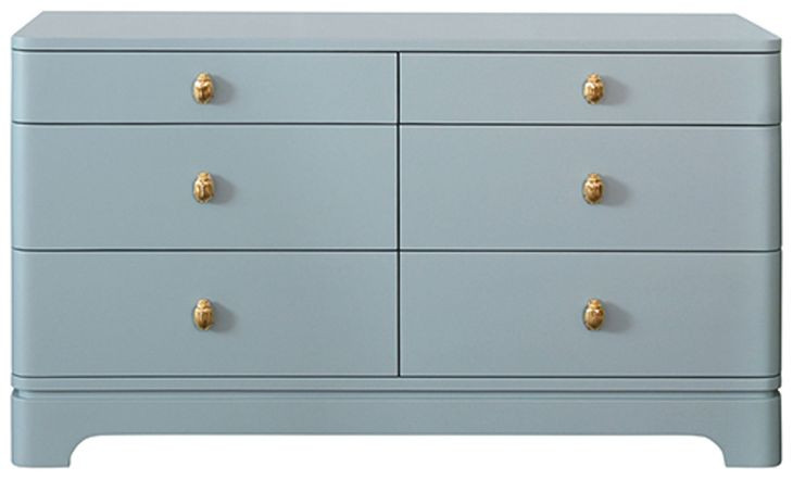Kilmer Light Blue Matte Lacquer 6 Drawer Dresser