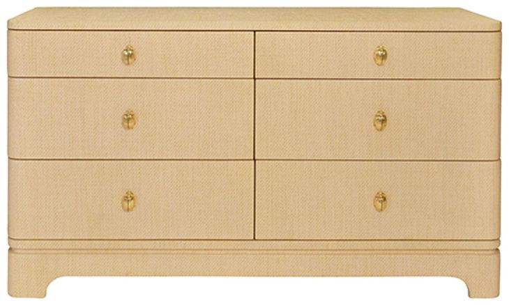 Kilmer Brown Natural Grasscloth 6 Drawer Dresser
