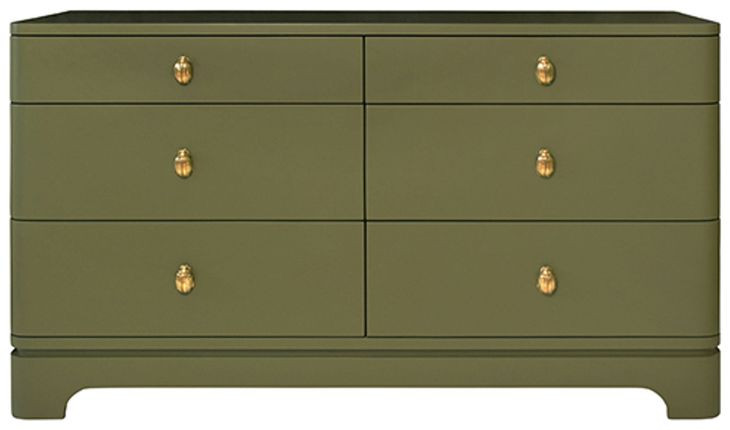 Kilmer Olive Green Matte Lacquer 6 Drawer Dresser