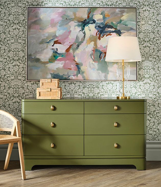Kilmer Olive Green Matte Lacquer 6 Drawer Dresser