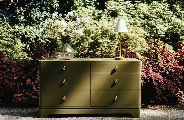 Kilmer Olive Green Matte Lacquer 6 Drawer Dresser