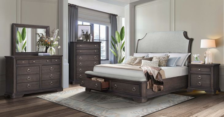 B00566 Brown 2 Drawer Nightstand with USB Charging and LED
