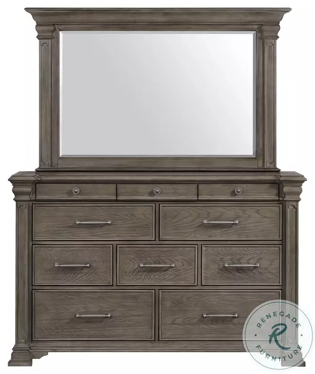 Paterson Grey 10 Drawer Dresser And Mirror