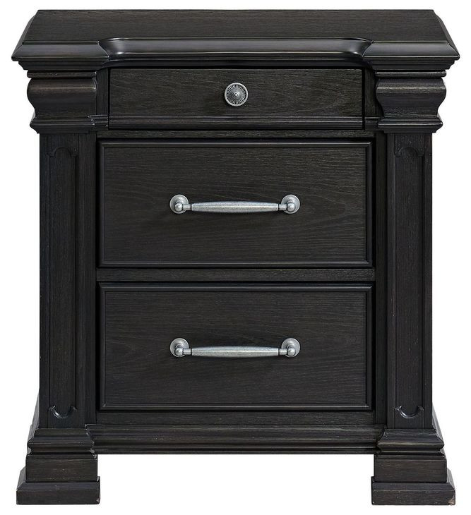 Paterson Black 3 Drawer Nightstand