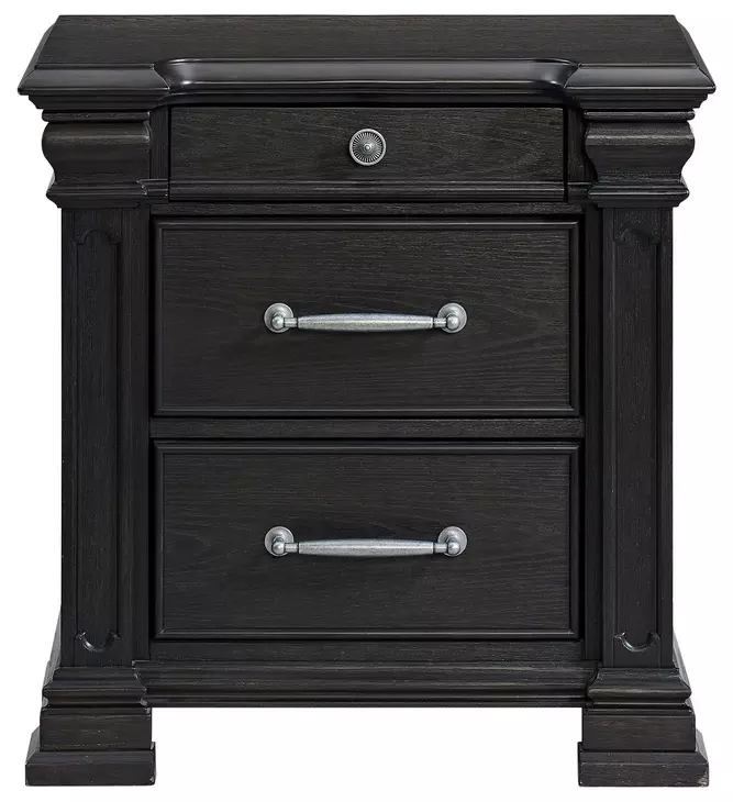 Paterson Black 3 Drawer Nightstand