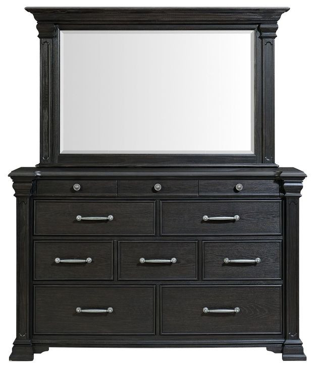Paterson Black 10 Drawer Dresser and Rectangular Mirror
