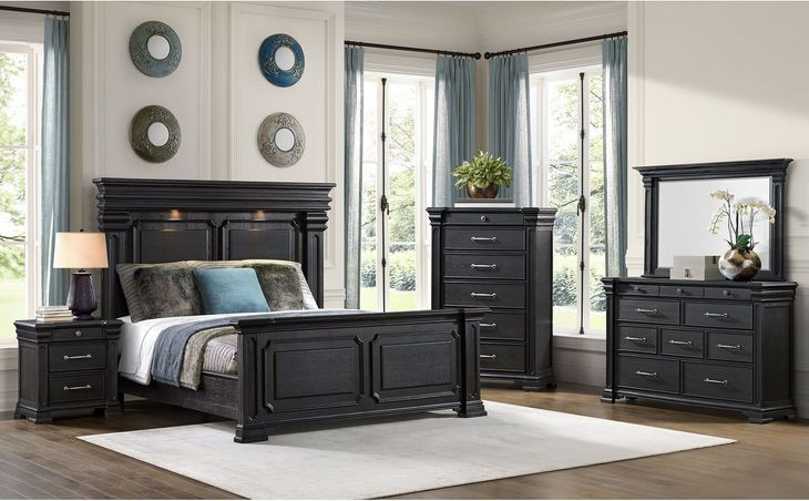 black dresser and chest set Dresser, Modern 6 Drawers Dressers & of Drawers The dresser is complemented by an optional mirror Hollis Black 4-Piece Bedroom Set