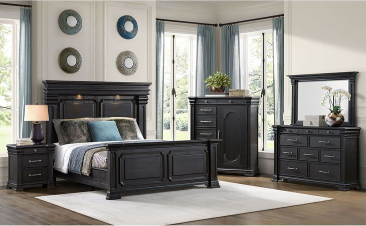 Paterson Black 7 Drawer Door Chest