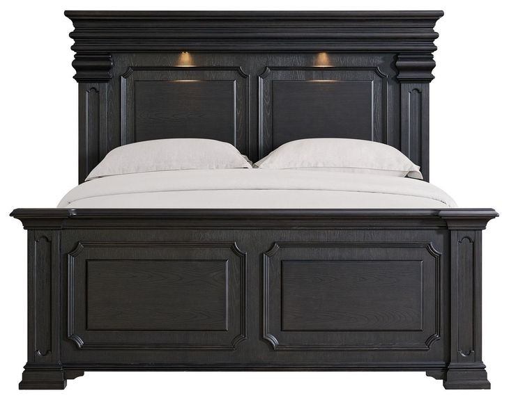 Paterson Black King Panel Court Bed with USB Charging and LED