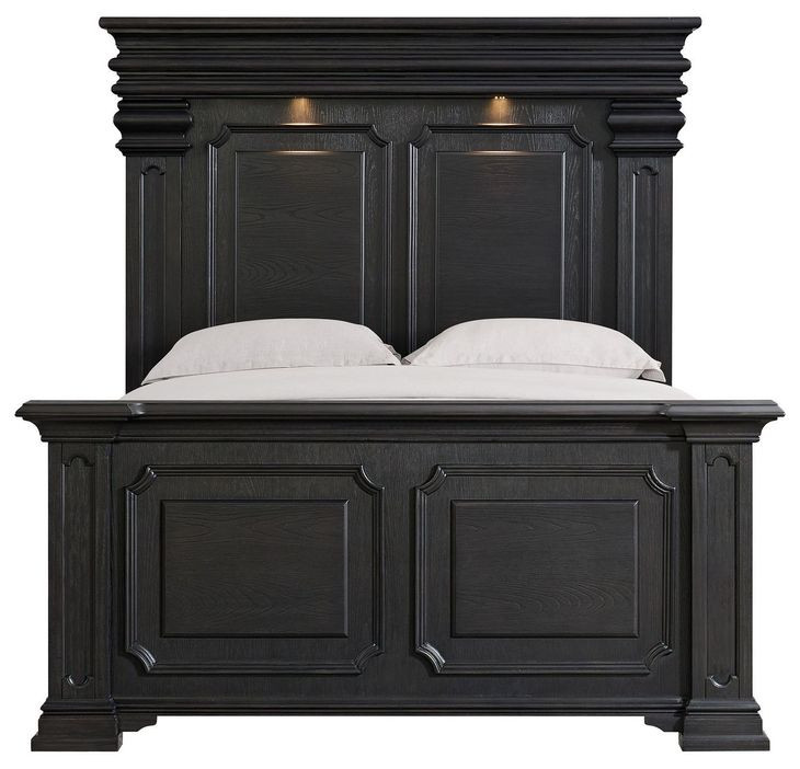 Paterson Black Queen Panel Bed with USB Charging and LED