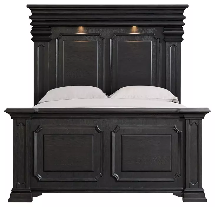 Paterson Black Queen Panel Bed with USB Charging and LED