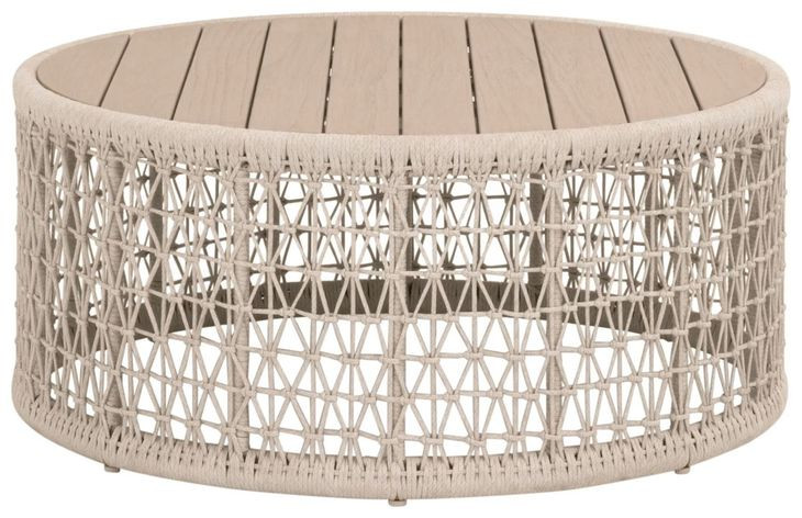 Knit Beige Round Outdoor Cocktail Table