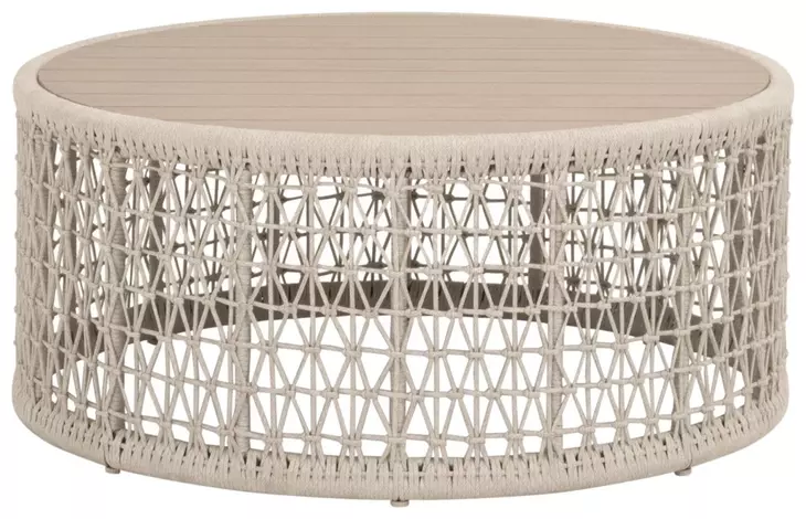 Knit Beige Round Outdoor Occasional Table Set