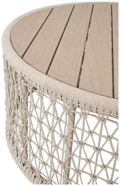 Knit Beige Round Outdoor Cocktail Table