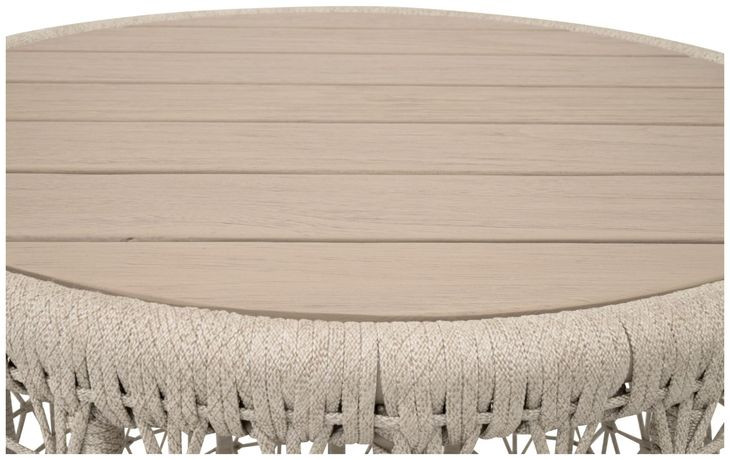 Knit Beige Round Outdoor Occasional Table Set