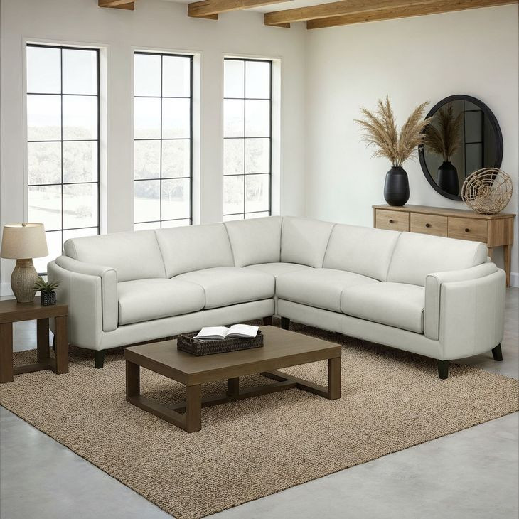 Kona White Leather Modular Sectional