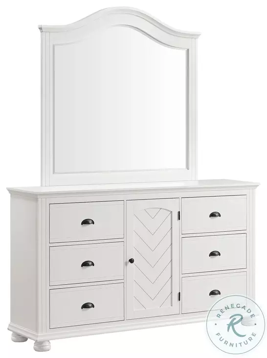 Conaughey White 6 Drawer Dresser And Mirror