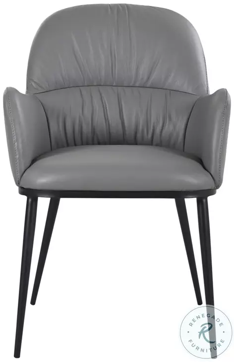 Kora Charcoal Gray Leather Dining Arm Chair