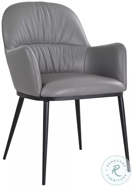 Kora Charcoal Gray Leather Dining Arm Chair