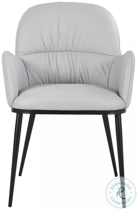 Kora Pewter Leather Dining Arm Chair