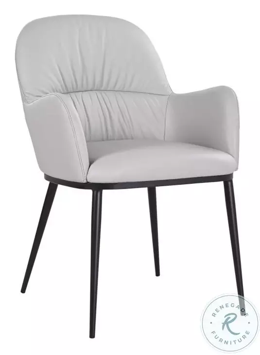 Kora Pewter Leather Dining Arm Chair