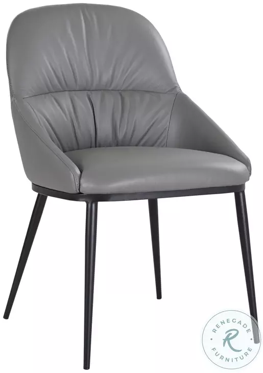 Kora Charcoal Gray Leather Dining Side Chair