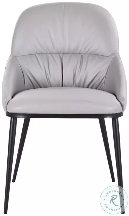 Kora Pewter Leather Dining Side Chair