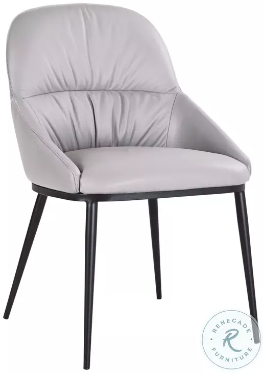 Kora Pewter Leather Dining Side Chair