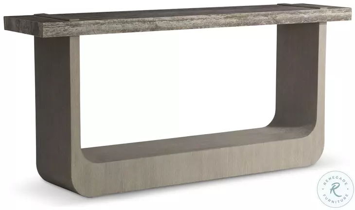 Azzura Weathered Greige Honed Silver Travertine Console Table