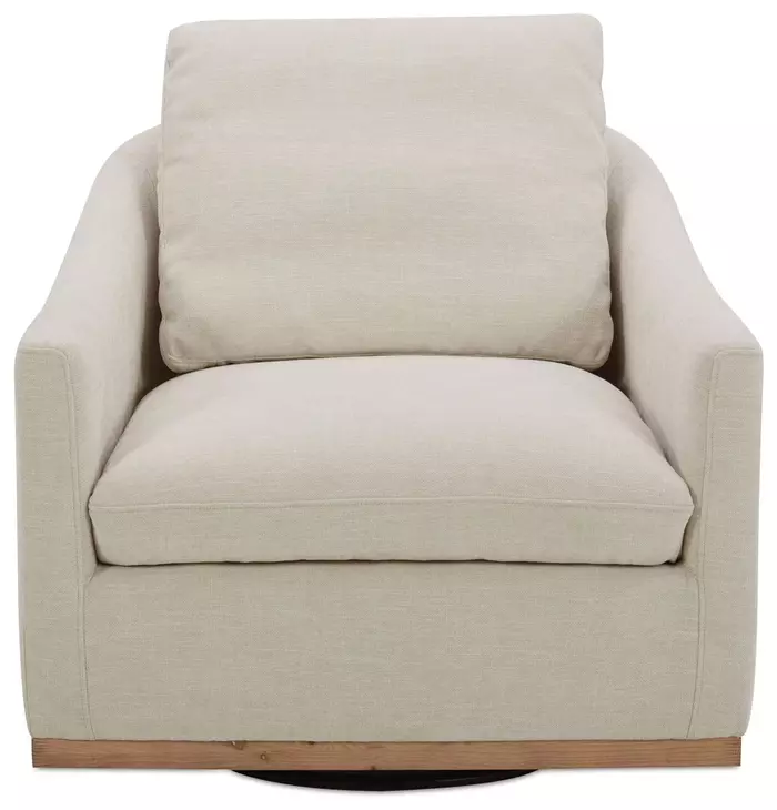 Linden Soft Beige Upholstered Swivel Accent Chair