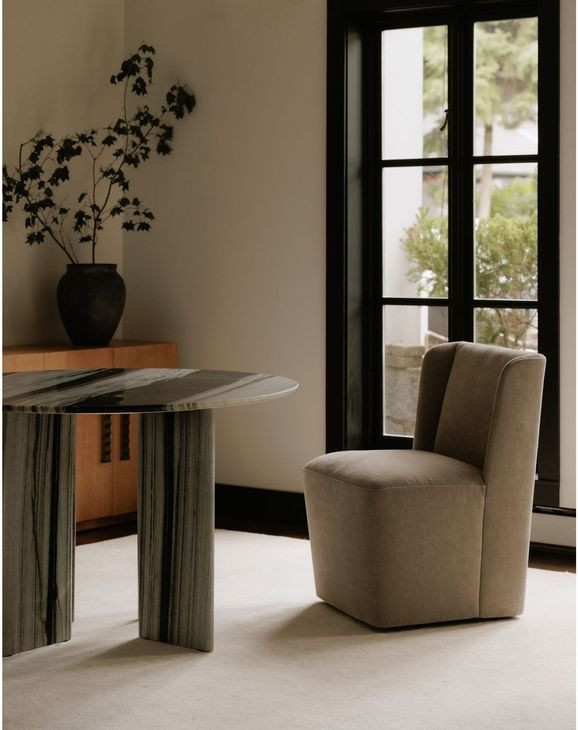 Cormac Warm Sand Performance Fabric Upholstered Dining Chair