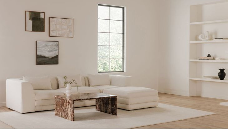 Lowtide Warm White 4 Piece Modular Lounge Sectional with Pillows
