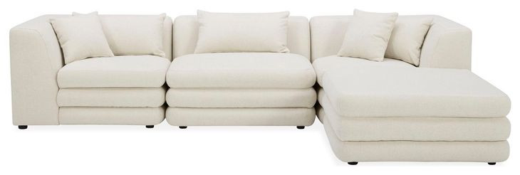 Lowtide Warm White 4 Piece Modular Lounge Sectional with Pillows
