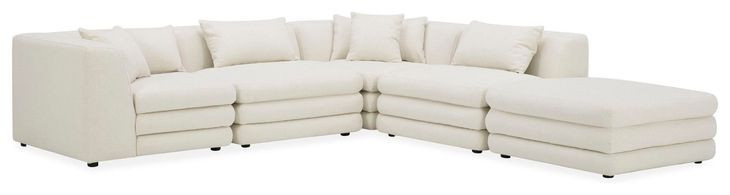 Lowtide Warm White 5 Piece Modular Dream Sectional with Pillows