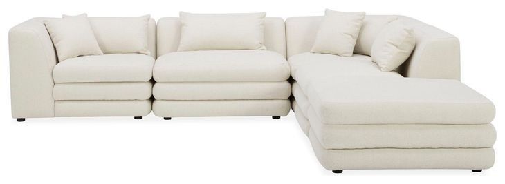 Lowtide Warm White 5 Piece Modular Dream Sectional with Pillows