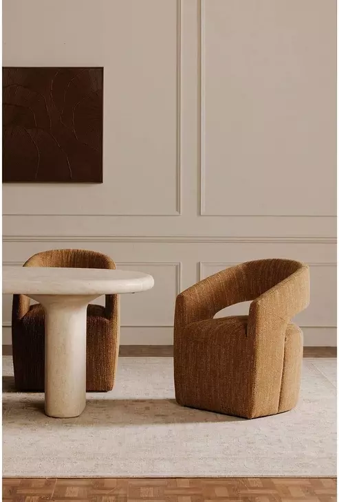 Barrow Amber Glow Performance Fabric Upholstered Swivel Dining Chair