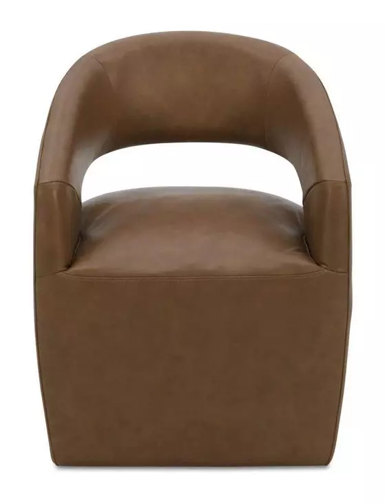 Barrow Tan Leather Upholstered Swivel Dining Chair