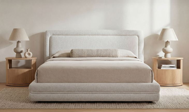 Tory Pebble King Upholstered Platform Bed
