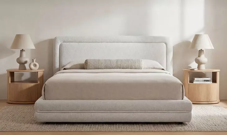 Tory Pebble King Upholstered Platform Bed