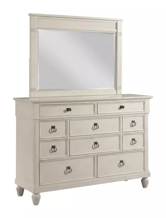 Grand Bay Egret 10 Drawer Aster Bureau with Rectangular Landscape Mirror
