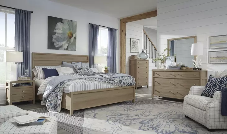 Meadowrise Sandstone Beige King Panel Bed
